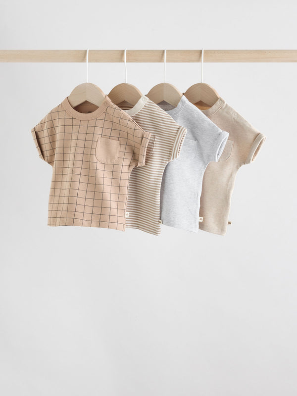 Neutral Baby Short Sleeve T-Shirts 4 Pack Set (0mths-2yrs)