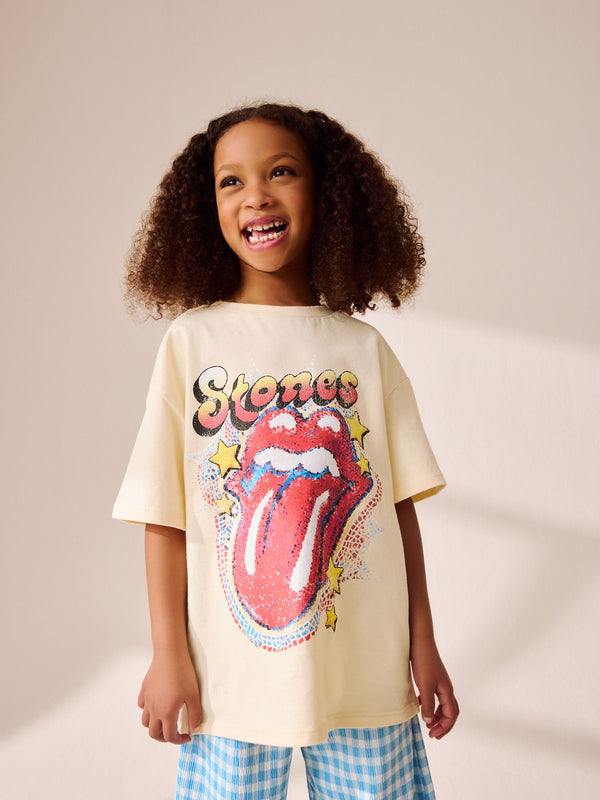 Cream Oversized Rolling Stones Band License T-Shirt (3-16yrs)