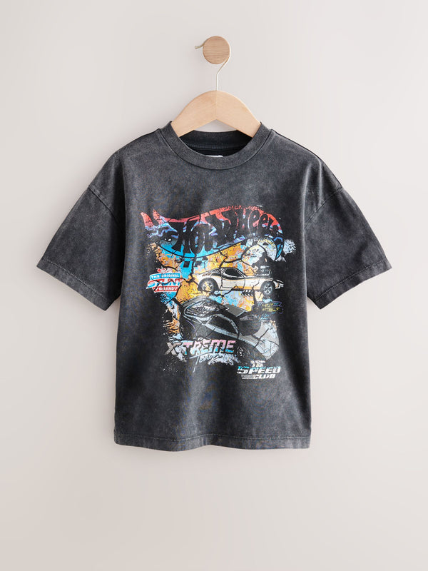 Charcoal Grey Hot Wheels Short Sleeve 100% Cotton T-Shirt (3-16yrs)