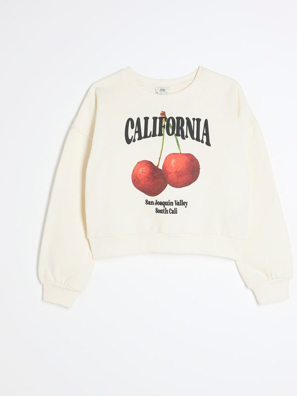 River Island Cream Girls Cream California Cherry 100% Cotton Sweat