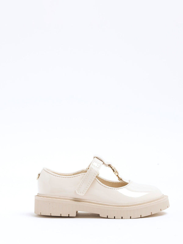 River Island Cream Girls Patent Mary Jane Shoes