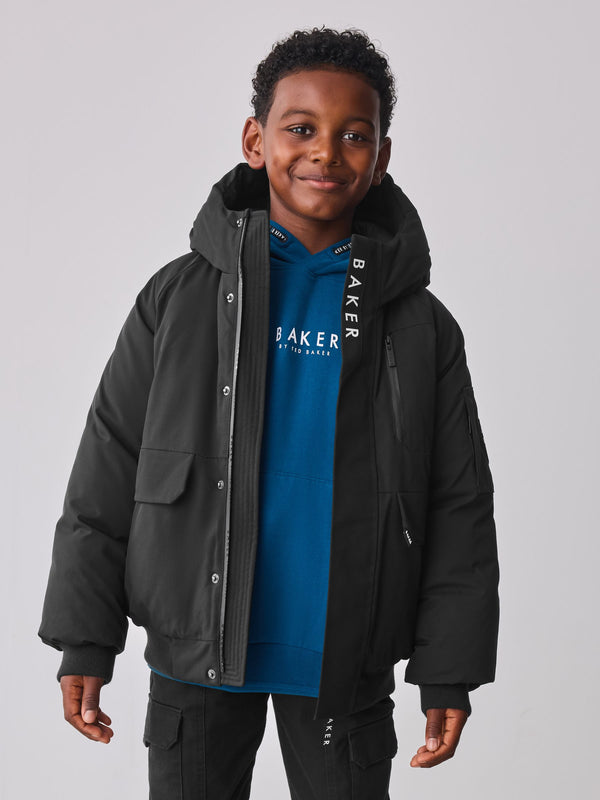 Baker by Ted Baker Shower Resistant Padded Bomber Black Coat