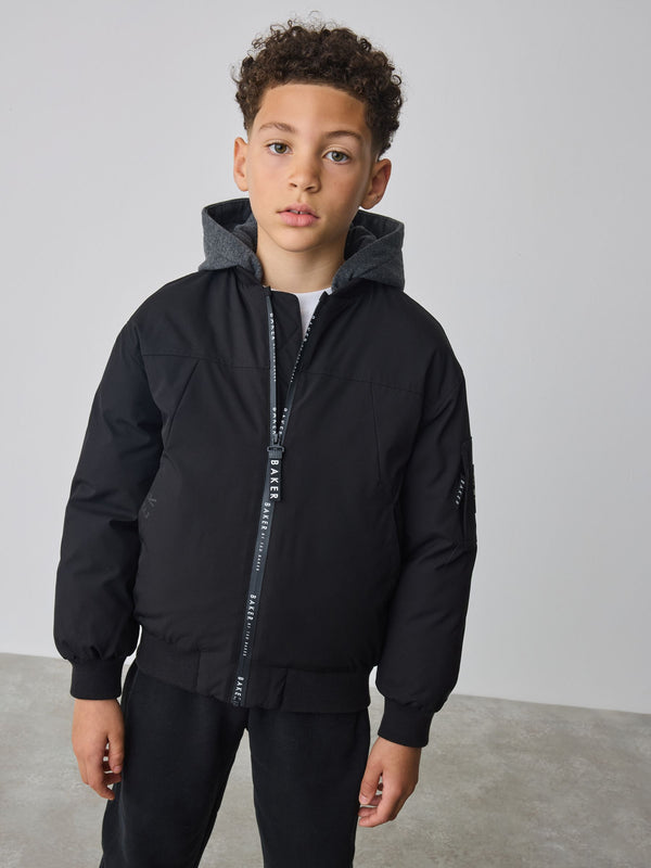Baker by Ted Baker Shower Resistant Padded Bomber Black Coat