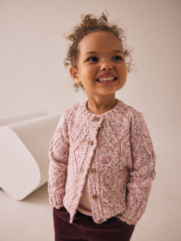 Pink Cable Knitted Cardigan (3mths-10yrs)