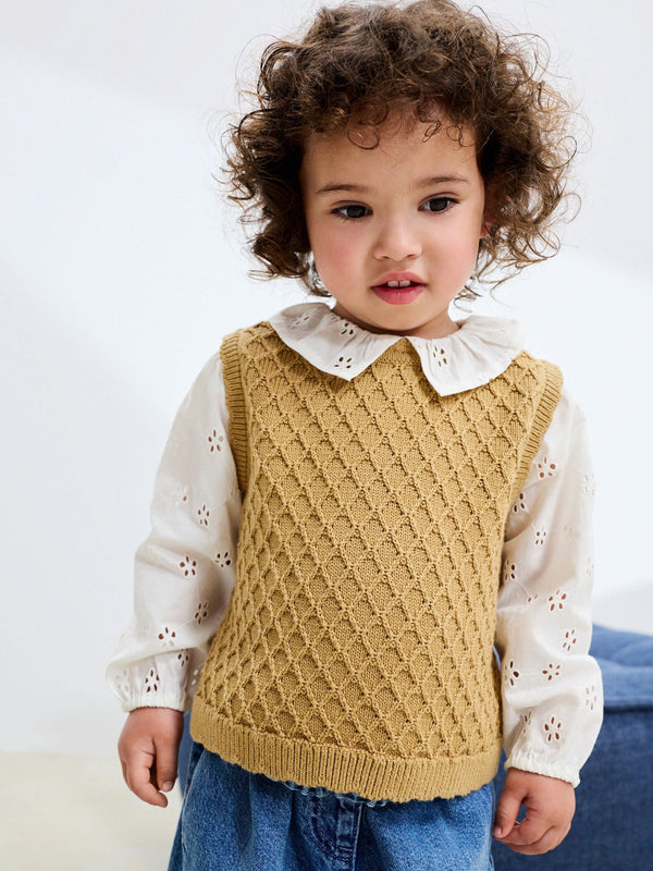 Ecru Mock Layer Knit Jumper (3mths-7yrs)