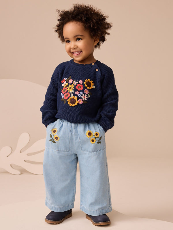 Blue Denim Sunflower Jeans and Jumper Set (3mths-7yrs)
