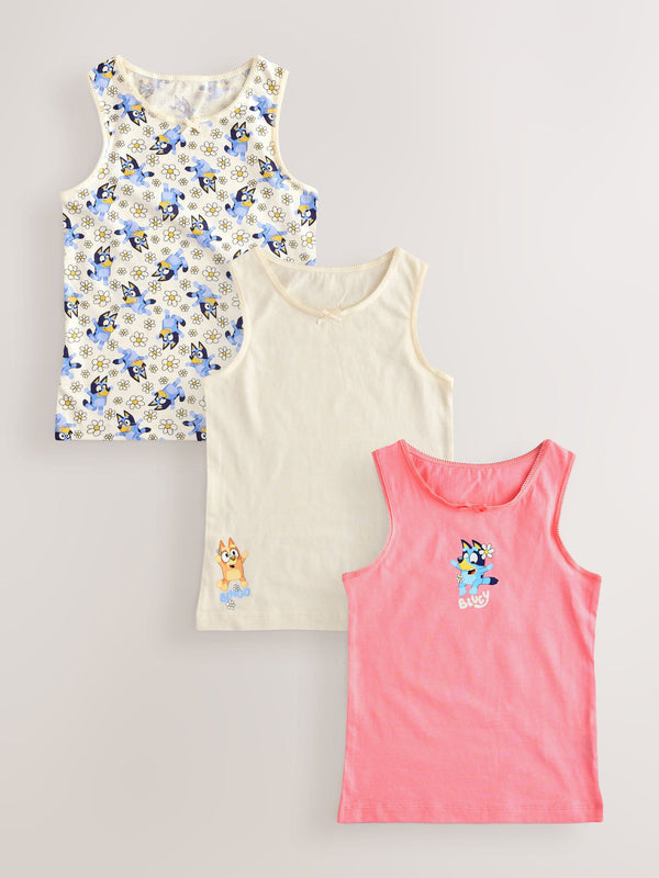 Ecru/Pink Bluey Vests 3 Pack (1.5-8yrs)