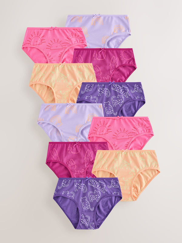 Pink/Purple Briefs 10 Pack (1.5-16yrs)