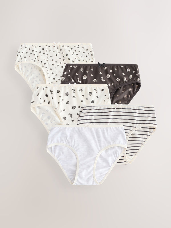 Black/White Ditsy Print Briefs 5 Pack (1.5-16yrs)