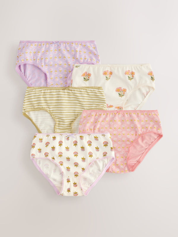 Purple Ditsy Print Briefs 5 Pack (1.5-16yrs)