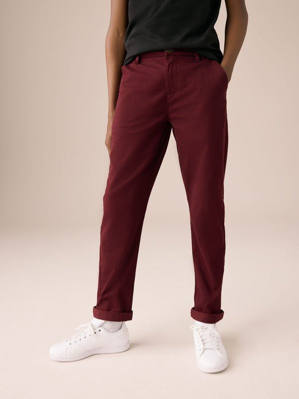 Burgundy Red Regular Fit Stretch Chino Trousers (3-17yrs)
