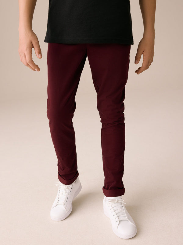Burgundy Red Skinny Fit Stretch Chino Trousers (3-17yrs)