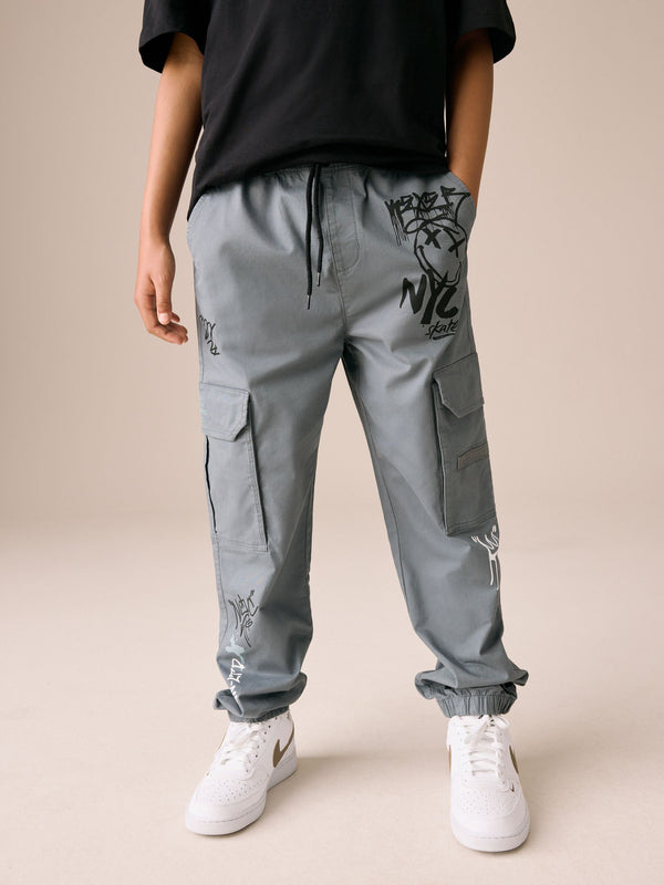 Blue Graffiti Cargo Trousers (3-16yrs)