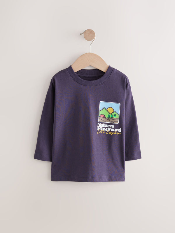 Purple Back Print Long Sleeve T-Shirt (3mths-7yrs)