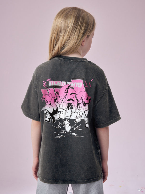 Charcoal Grey Sonic 3 Movie Oversized License 100% Cotton T-Shirt (3-16yrs)