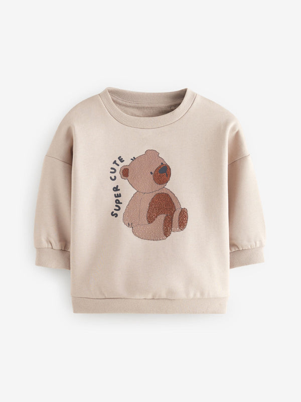 Cement Stone Bear Crew Neck Sweatshirt (3mths-7yrs)