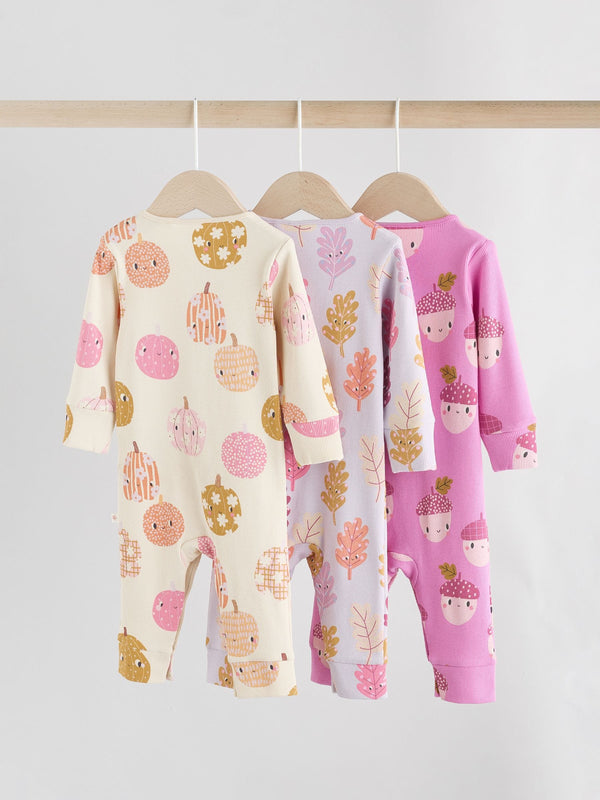 Purple 3 Pack Baby Sleepsuits (0mths-3yrs)