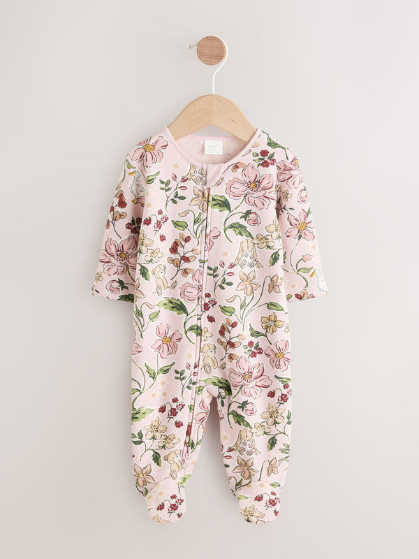 Pink Baby Fleece Lined Two Way Zip Sleepsuit
