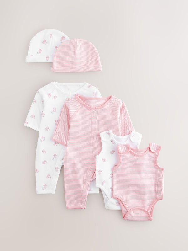 Pink 6 Piece Premature Baby Sleepsuits Set (0-0mths)
