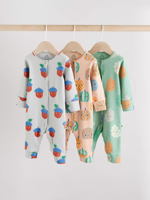 Green Baby Footless Sleepsuits 3 Pack (0mths-3yrs)