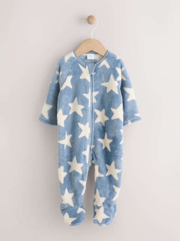 Blue Baby Star Fleece Sleepsuit