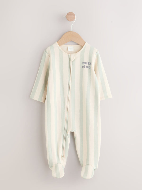 Sage Green Milk Club Baby Fleece Lined Sleepsuit(immediate)
