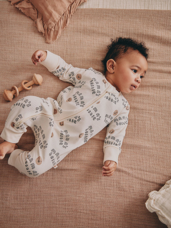 Cream Family Two Way Zip Footless Baby Sleepsuit (0-18mths)