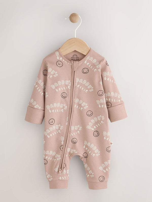 Brown Baby Family Two Way Zip Footless Sleepsuit (0-18mths)
