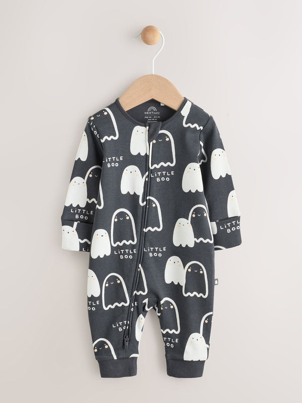 Black Baby Halloween Ghost Two Way Zip Sleepsuit (0mths-2yrs)