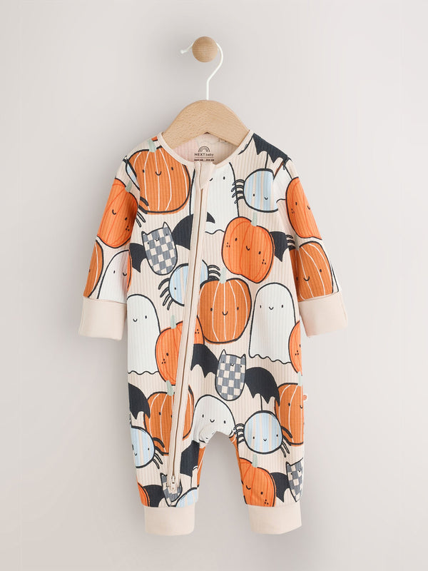 Orange Baby Halloween Two Way Zip Sleepsuit (0mths-3yrs)