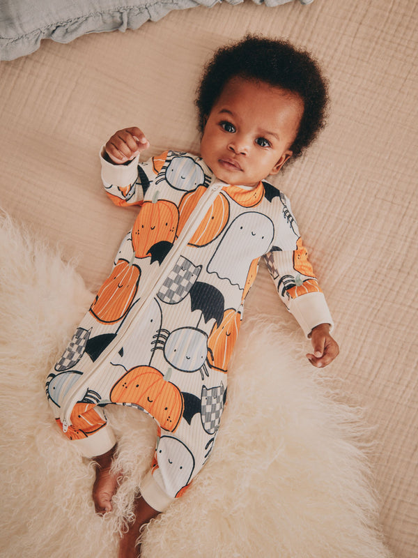 Orange Baby Halloween Two Way Zip Sleepsuit (0mths-3yrs)
