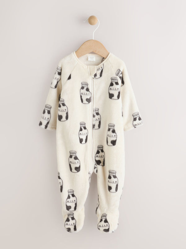 White Baby Milk Fleece Sleepsuit