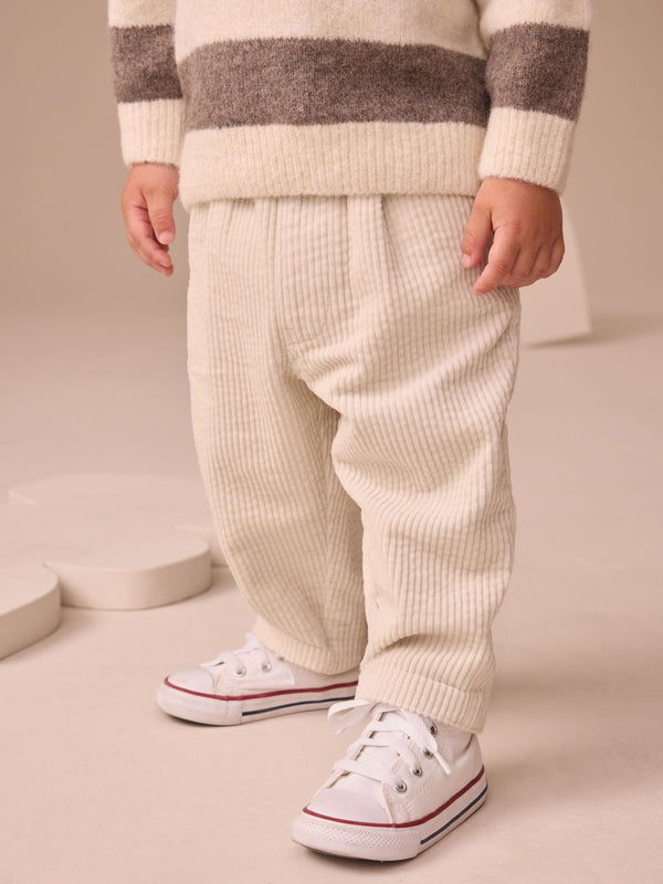 Ecru Textured Corduroy Pull On Trousers (3mths-7yrs)