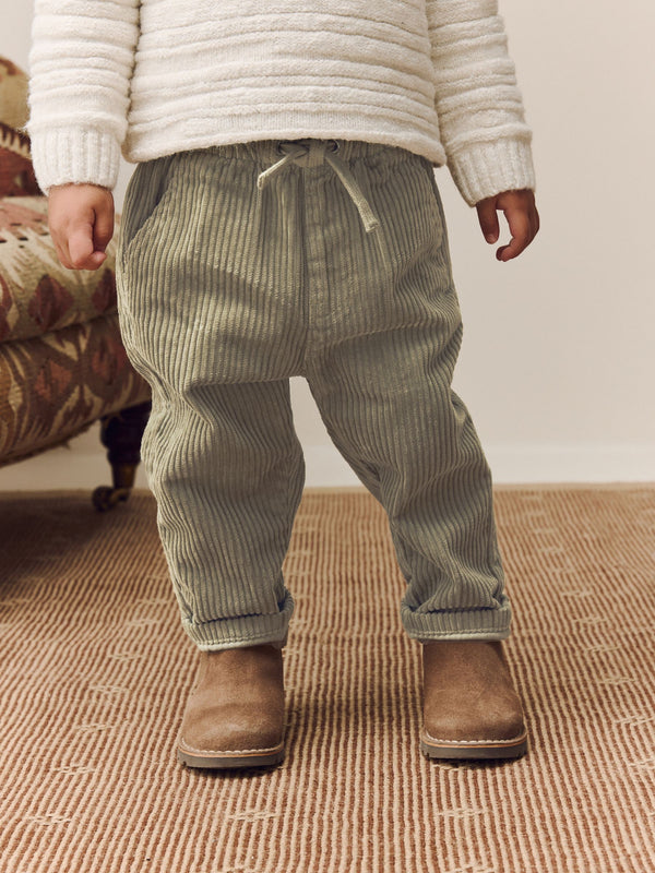 Sage Green Corduroy Pull On Trousers (3mths-7yrs)