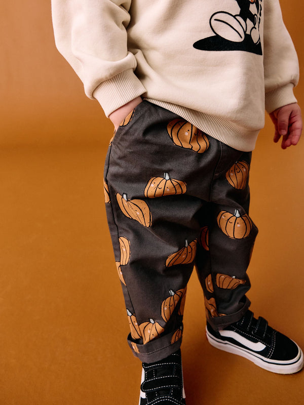 Neutral Pumpkin Print Pull On Wide Trousers (3mths-7yrs)
