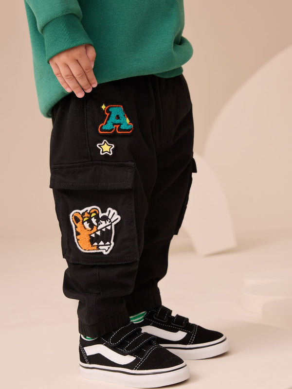 Black Varsity Cargo Trousers (3mths-7yrs)