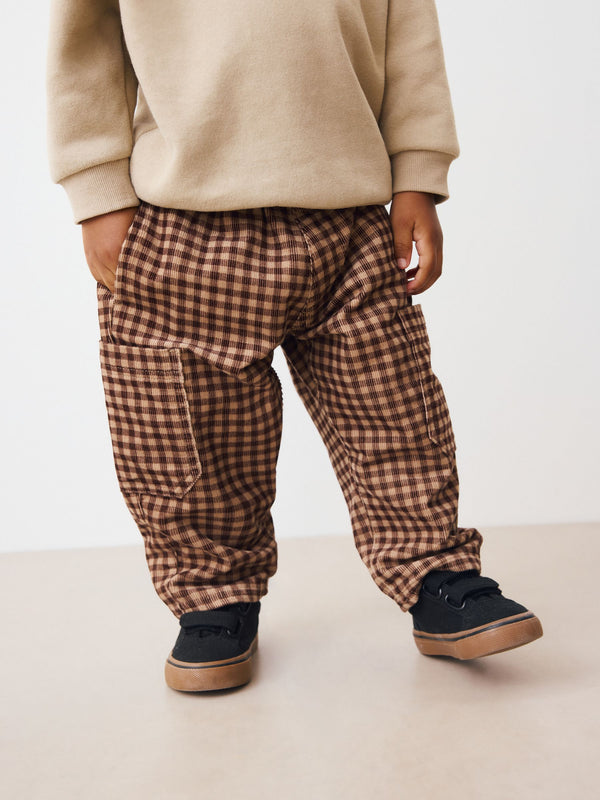Brown Gingham Corduroy Wide Leg Trousers (3mths-7yrs)