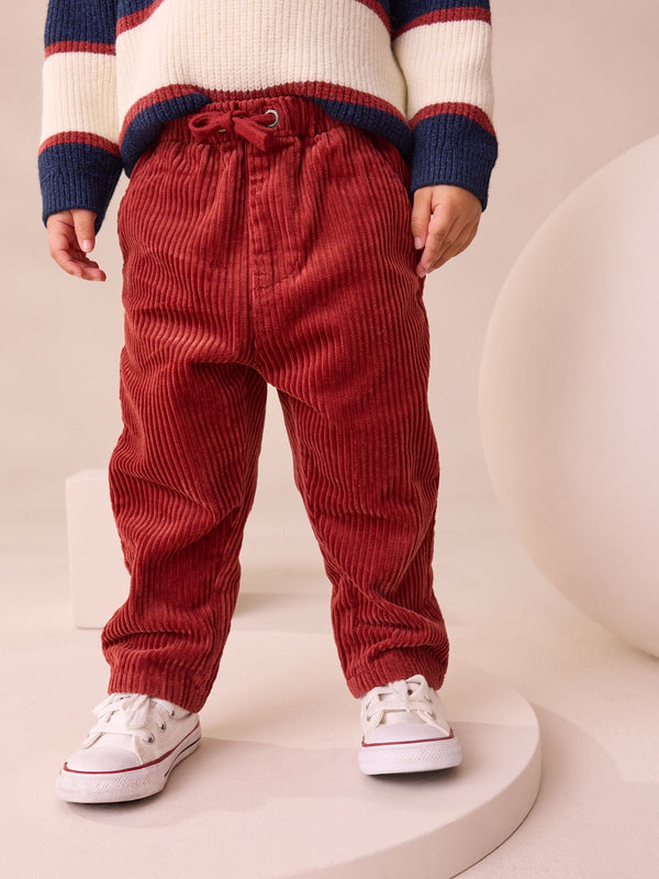 Dark Red Corduroy Pull On Trousers (3mths-7yrs)