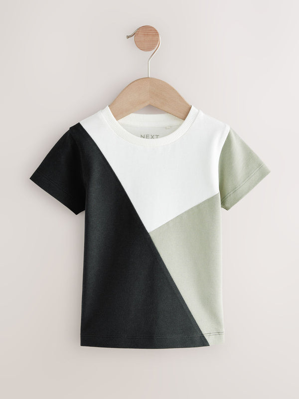 Black/White Short Sleeve Colourblock T-Shirt (3mths-7yrs)