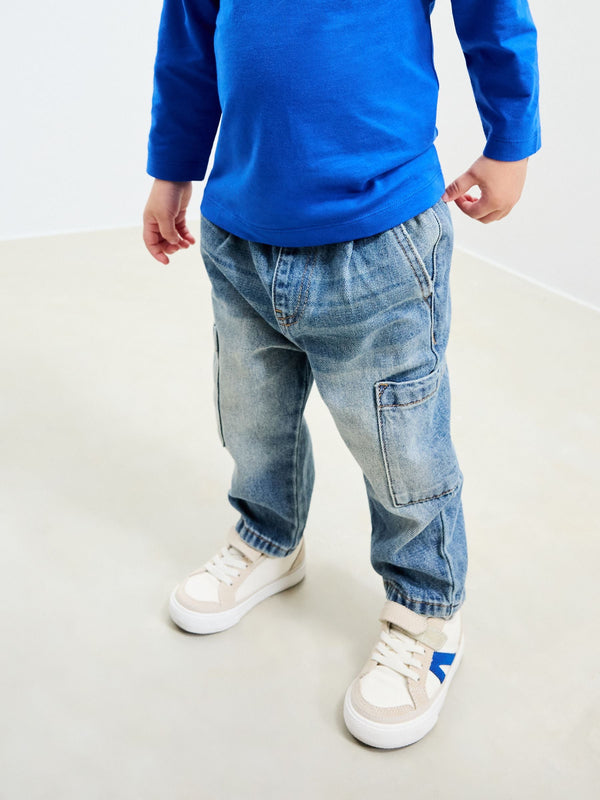 Mid Blue Tint Denim Cargo Jeans (3mths-7yrs)