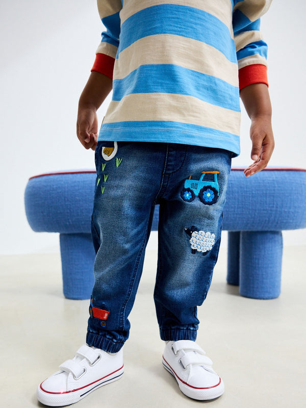 Mid Blue Farm Character Pull On Jeans (3mths-7yrs)