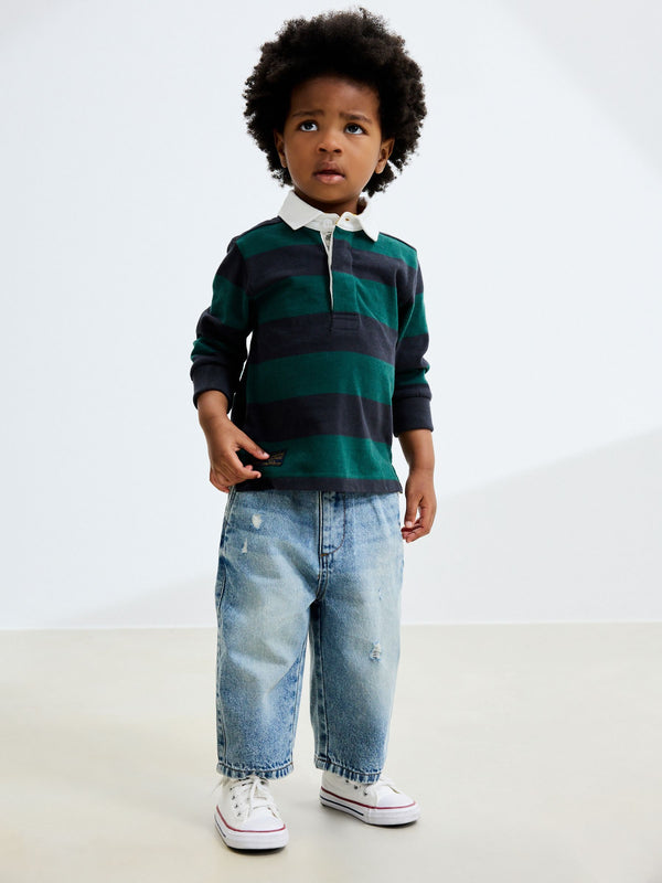 Light Blue Distressed Denim Wide Leg Jeans (3mths-7yrs)