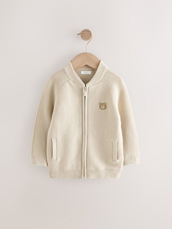 Neutral Bear 100% Cotton Zip Through Cardigan (3mths-7yrs)