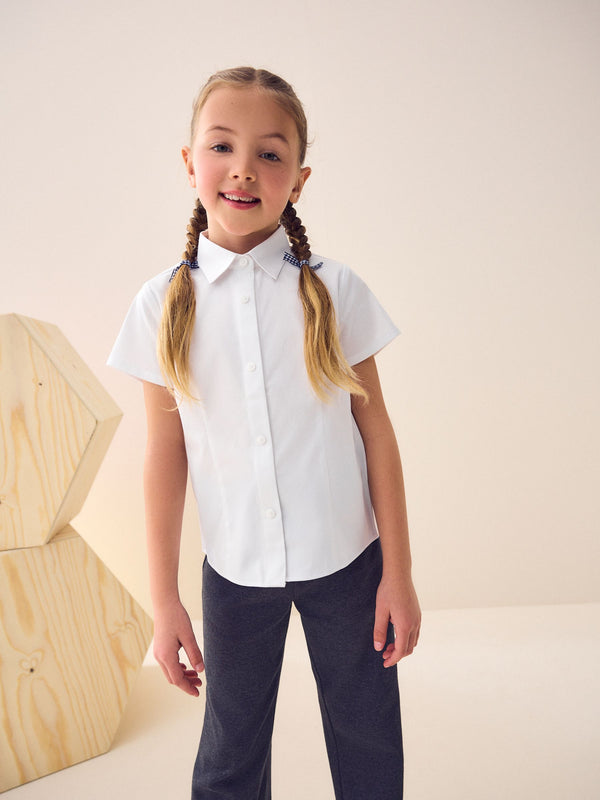 White Touch Fastening Cotton Rich Stretch Short Sleeve School Shirt (3-17yrs)
