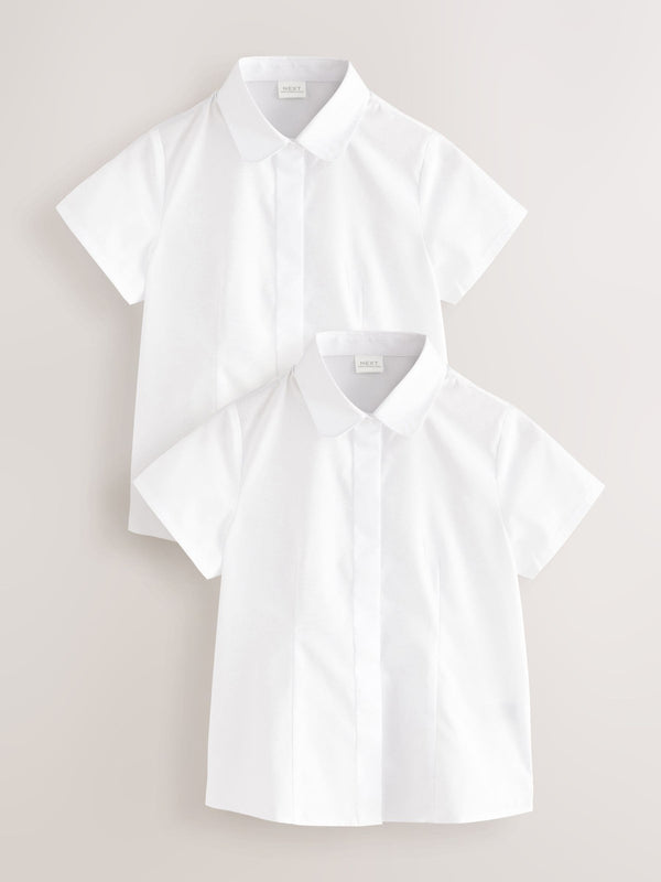 White Short Sleeve Fitted School Shirts 2 Pack (3-18yrs)