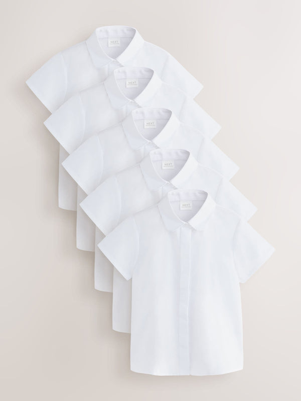 White Short Sleeve Fitted School Shirts 5 Pack (3-18yrs)