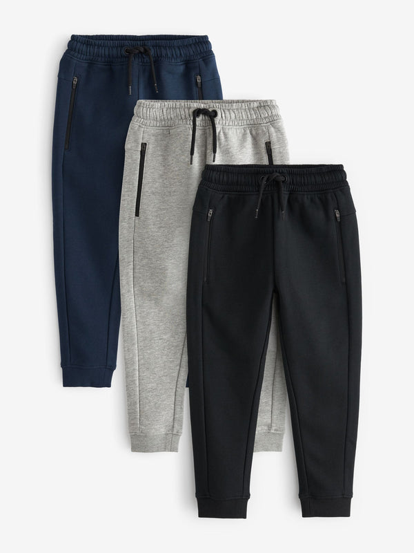Multi Slim Fit Zip Joggers 3 Pack (3-16yrs)