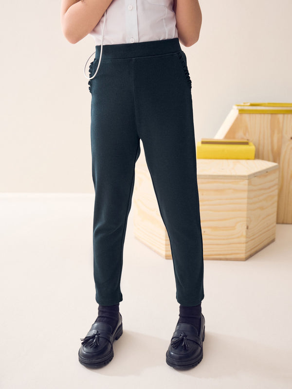 Navy Pull-On Cotton Rich Stretch School Trousers (3-16yrs)