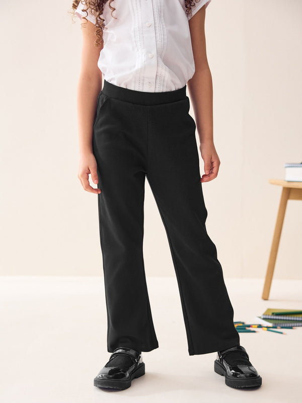 Black Pull-On Cotton Rich Stretch Flared School Trousers (3-17yrs)