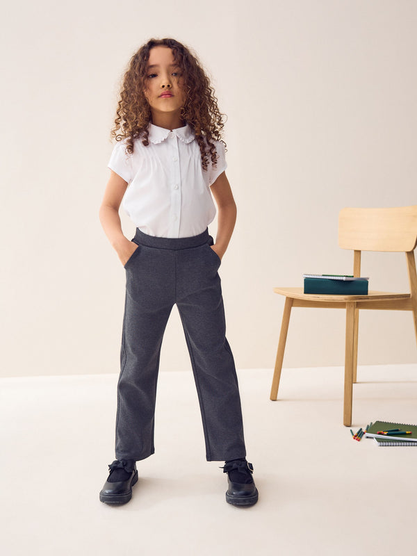 Grey Pull-On Cotton Rich Stretch Flared School Trousers (3-17yrs)